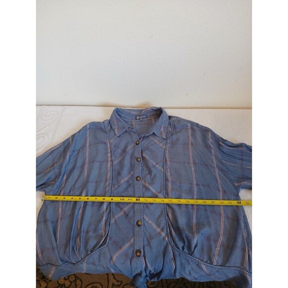 Women’s Democracy blue plaid button down tie front blouse‎ size 2X - Picture 10 of 14
